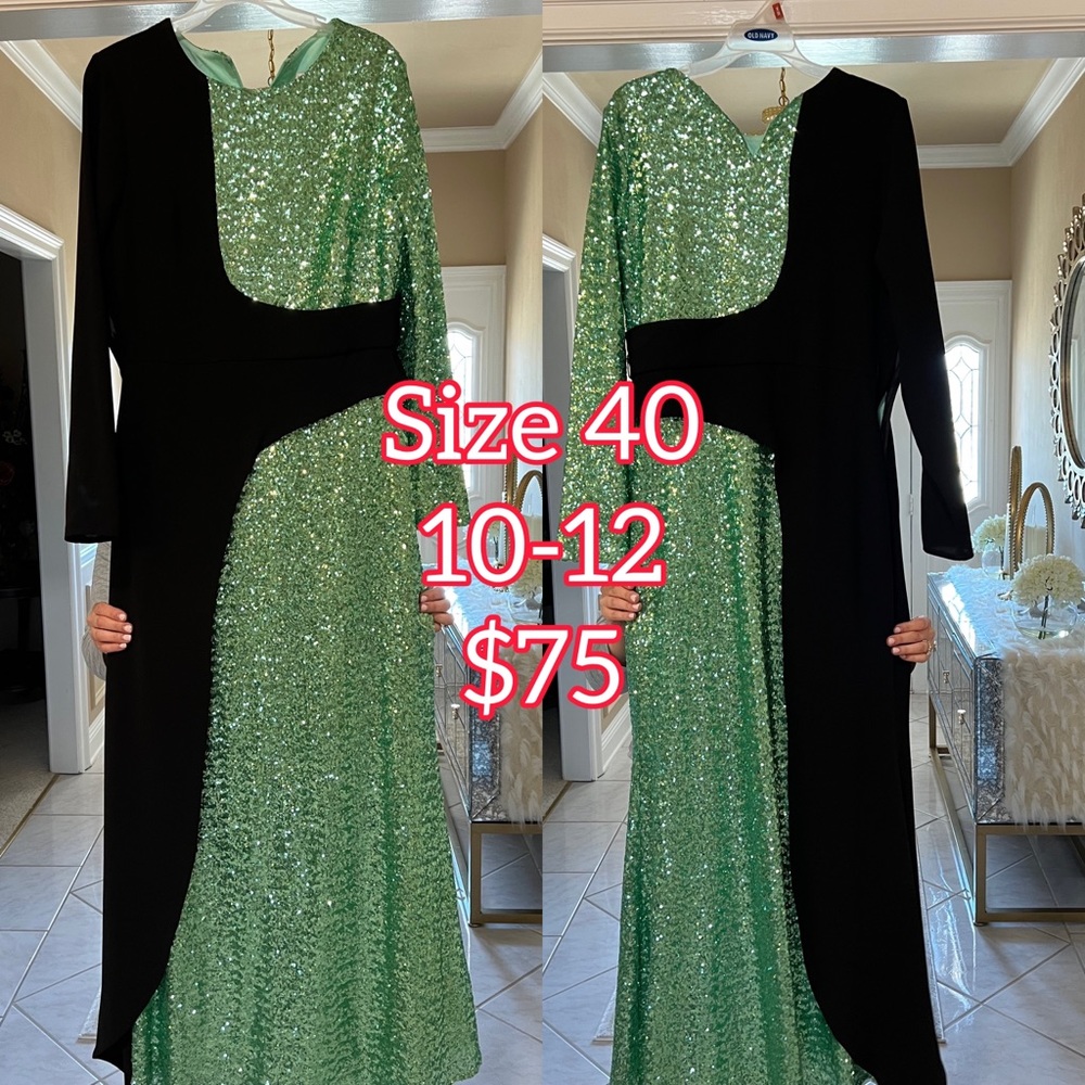 Mint sequin black maxi dress fits size medium